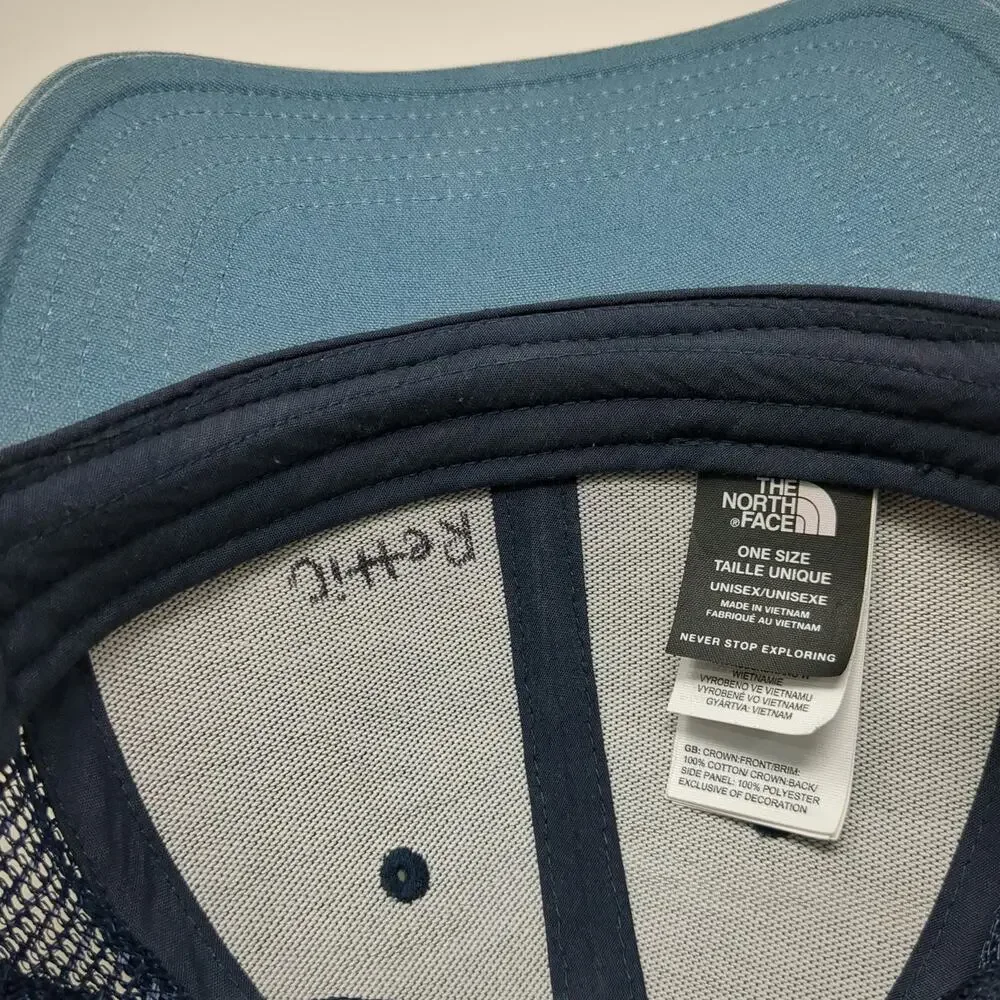 The North Face Trucker Hat Blue One Size Snapback Bear Mountain Mesh Embroidered